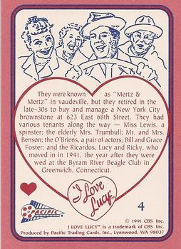 1991 Pacific I Love Lucy #4 The Mertzes Back