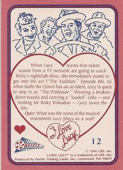 1991 Pacific I Love Lucy #12 Sour Notes Back