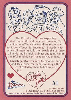 1991 Pacific I Love Lucy #31 We're Having a Baby Back
