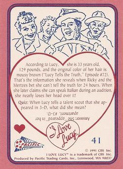 1991 Pacific I Love Lucy #41 Truth or Consequences Back