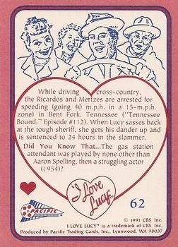 1991 Pacific I Love Lucy #62 Which Way to Hollywood? Back