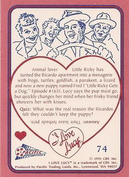 1991 Pacific I Love Lucy #74 In the Dog House Back