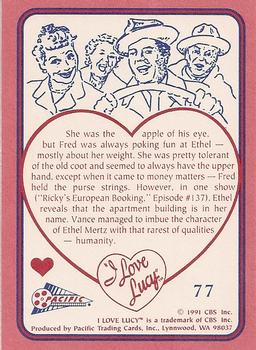 1991 Pacific I Love Lucy #77 Honeybunch Back