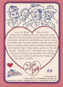 1991 Pacific I Love Lucy #88 My Son, the Drumming Doctor Back