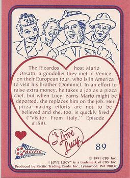 1991 Pacific I Love Lucy #89 Pizza To Go? Back