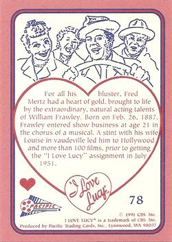 1991 Pacific I Love Lucy #78 Fred Mertz Back