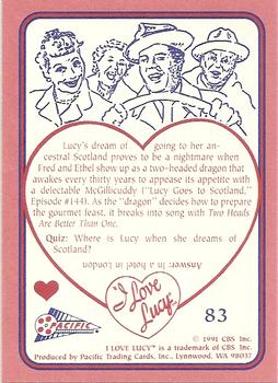 1991 Pacific I Love Lucy #83 Two Heads Are Better than One Back