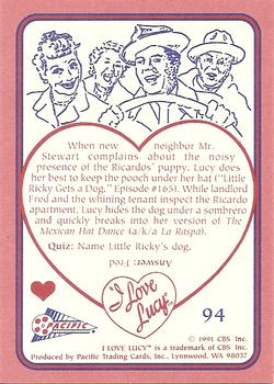 1991 Pacific I Love Lucy #94 Puppy Love Back
