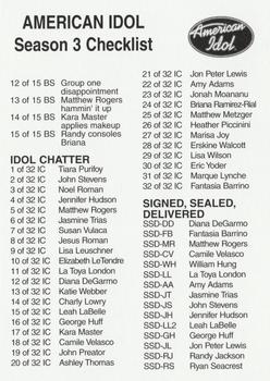 2004 Fleer American Idol Season 3 #NNO Season 3 Checklist #2 Front