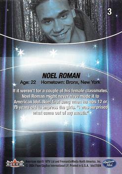 2004 Fleer American Idol Season 3 #3 Noel Roman Back
