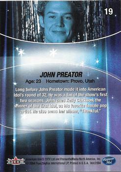2004 Fleer American Idol Season 3 #19 John Preator Back