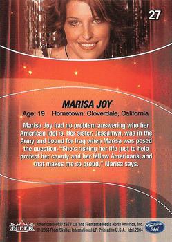 2004 Fleer American Idol Season 3 #27 Marisa Joy Back