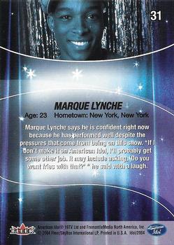 2004 Fleer American Idol Season 3 #31 Marque Lynche Back