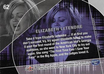2004 Fleer American Idol Season 3 #62 Elizabeth LeTendre Back