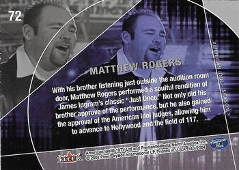 2004 Fleer American Idol Season 3 #72 Matthew Rogers Back