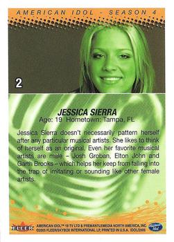 2005 Fleer American Idol Season 4 #2 Jessica Sierra Back