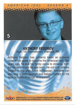 2005 Fleer American Idol Season 4 #5 Anthony Fedorov Back