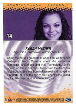 2005 Fleer American Idol Season 4 #14 Sarah Mather Back