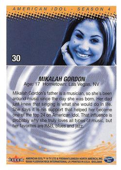 2005 Fleer American Idol Season 4 #30 Mikalah Gordon Back