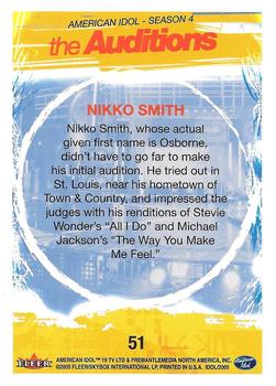 2005 Fleer American Idol Season 4 #51 Nikko Smith Back