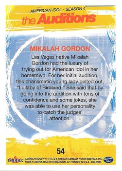2005 Fleer American Idol Season 4 #54 Mikalah Gordon Back