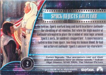 2000 SkyBox Star Trek Cinema 2000 #2 Spock Rejects Kolinahr Back