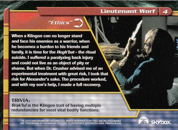 2000 SkyBox Star Trek The Next Generation Profiles #4 Lieutenant Worf Back