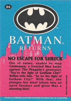 1992 O-Pee-Chee Batman Returns #86 No Escape for Shreck Back