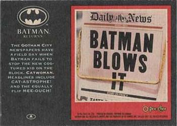 1992 O-Pee-Chee Batman Returns - Stadium Club #A Batman Blows It Back
