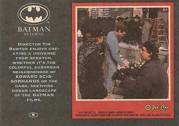 1992 O-Pee-Chee Batman Returns - Stadium Club #B Director Tim Burton enjoys ... Back