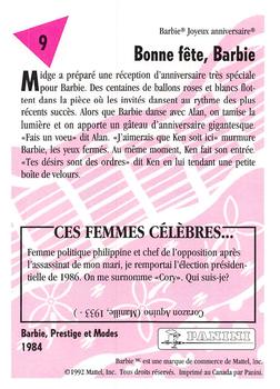 1992 Panini Barbie and Friends! (French Version) #9 Happy Birghday, Barbie Back