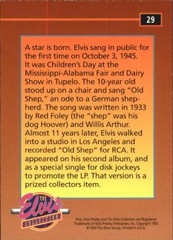 1992 The River Group The Elvis Collection #29 A star is born. Elvis sang in public for the... Back
