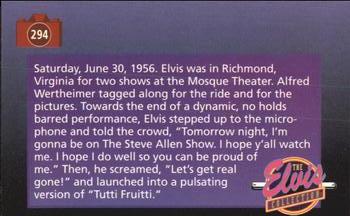1992 The River Group The Elvis Collection #294 Saturday, June 30, 1956. Elvis was in Richmond... Back