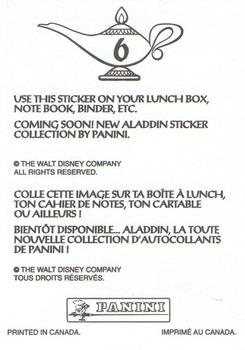 1993 Panini Aladdin - Stickers #6 Genie Back