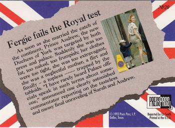1993 Press Pass The Royal Family #20 Fergie fails the Royal test Back