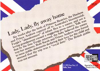 1993 Press Pass The Royal Family #25 Lady, Lady, fly away home Back