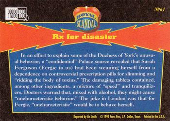 1993 Press Pass The Royal Family #61 Rx for disaster Back