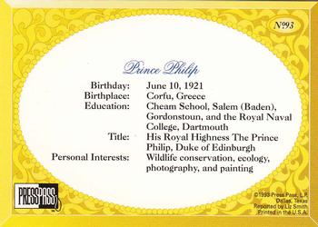 1993 Press Pass The Royal Family #93 Prince Philip Back