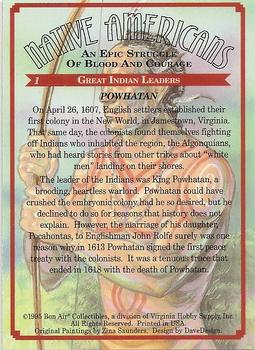 1995 Bon Air Native Americans: An Epic Struggle of Blood and Courage (Hobby Version) #1 Powhatan Back