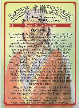 1995 Bon Air Native Americans: An Epic Struggle of Blood and Courage (Hobby Version) #8 King Philip Back
