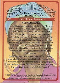 1995 Bon Air Native Americans: An Epic Struggle of Blood and Courage (Hobby Version) #40 Puckeshinwa Back