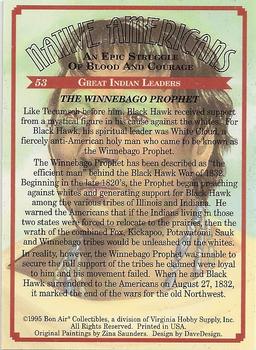1995 Bon Air Native Americans: An Epic Struggle of Blood and Courage (Hobby Version) #53 The Winnebago Prophet Back