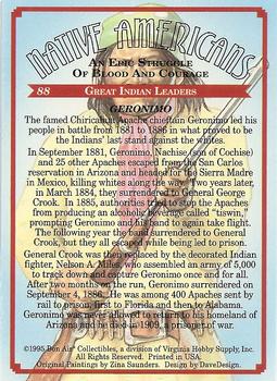 1995 Bon Air Native Americans: An Epic Struggle of Blood and Courage (Hobby Version) #88 Geronimo Back