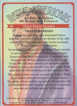 1995 Bon Air Native Americans: An Epic Struggle of Blood and Courage (Hobby Version) - Non UV-coated #26 Thayendanegea Back