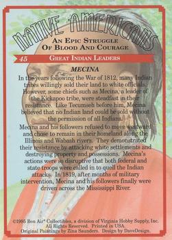 1995 Bon Air Native Americans: An Epic Struggle of Blood and Courage (Hobby Version) - Non UV-coated #45 Mecina Back