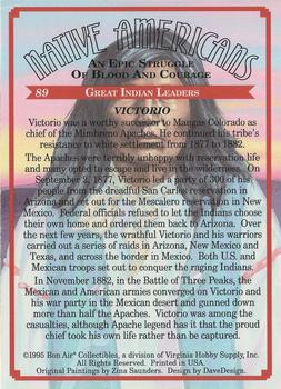 1995 Bon Air Native Americans: An Epic Struggle of Blood and Courage (Hobby Version) - Non UV-coated #89 Victorio Back