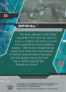 2003 Fleer Transformers Armada #36 Spiral Back
