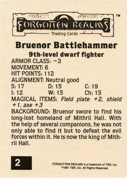 1991 TSR Advanced Dungeons & Dragons - Silver #2 Bruenor Battlehammer Back