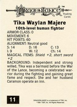1991 TSR Advanced Dungeons & Dragons - Silver #11 Tika Waylan Majere Back