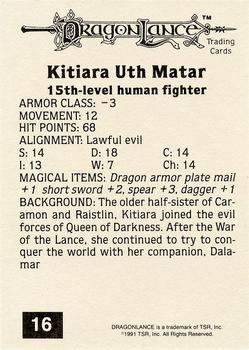 1991 TSR Advanced Dungeons & Dragons - Silver #16 Kitiara Uth Matar Back